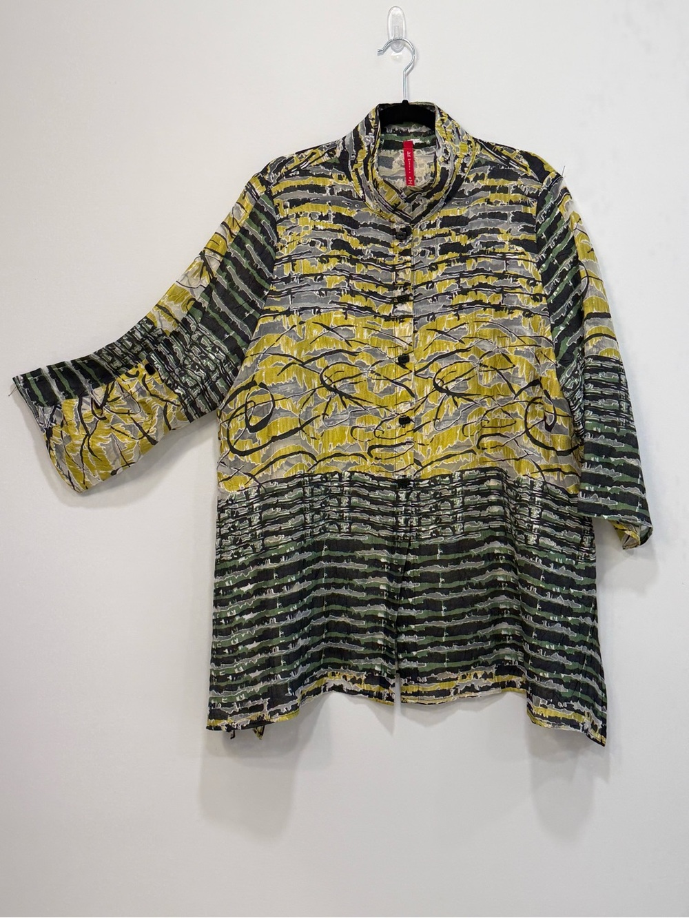 Vibrant Lightweight IC Collection Modern Mandarin Collar Button-Down Tunic XL - Picture 2 of 8